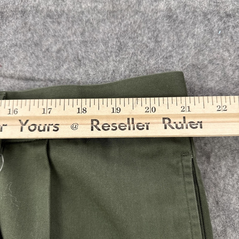 LL Bean Chino Pants Mens 42 Loden Army Green Pleated Standard Fit Unhemmed - Picture 10 of 15